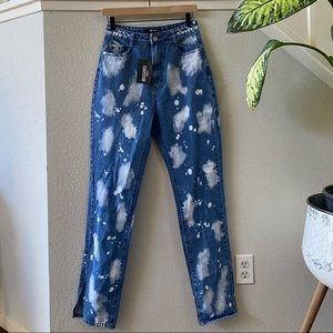 Missguided bleach splatter wrath straight leg jeans